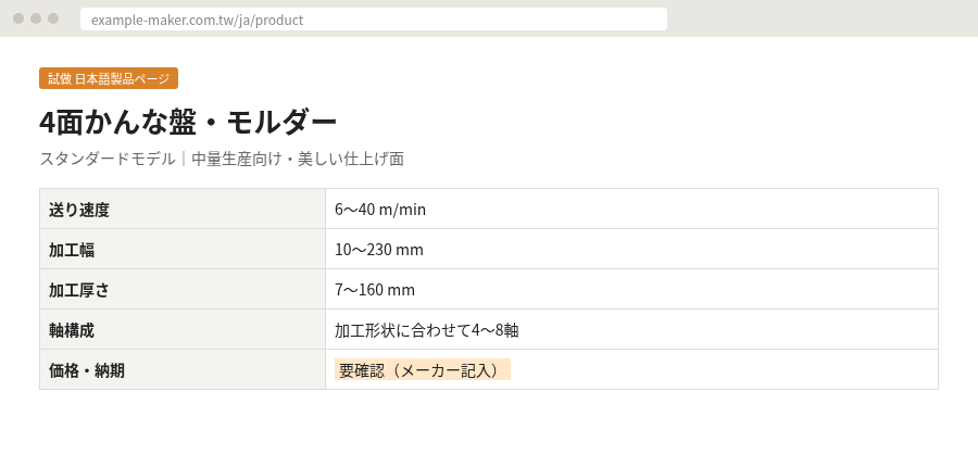 日文製品頁試做示意